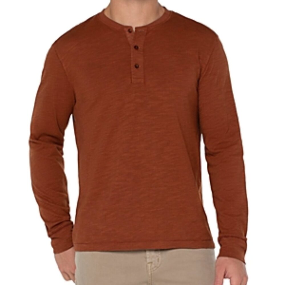 NWT Liverpool Men's Caramel Long Sleeve Cotton Pullover Shirt